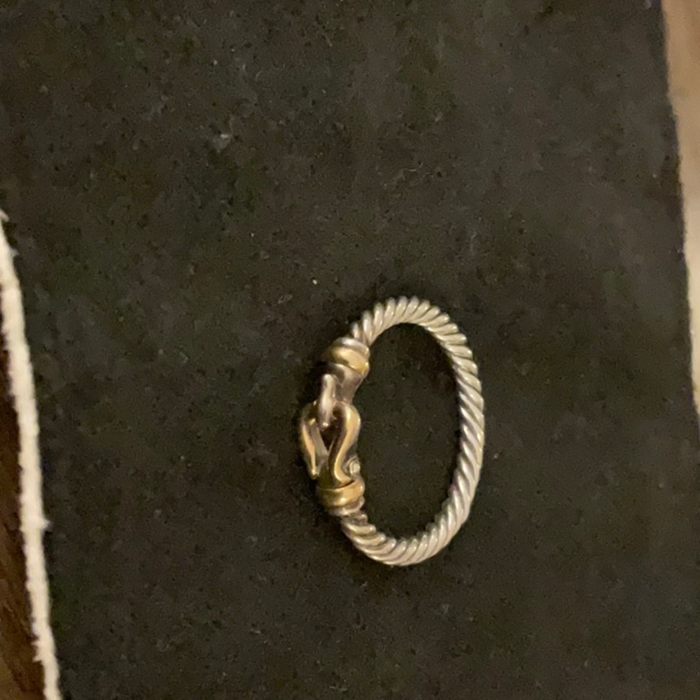 David Yurman  Petite buckle ring Sterling silver with 18 carrot gold size 9.5